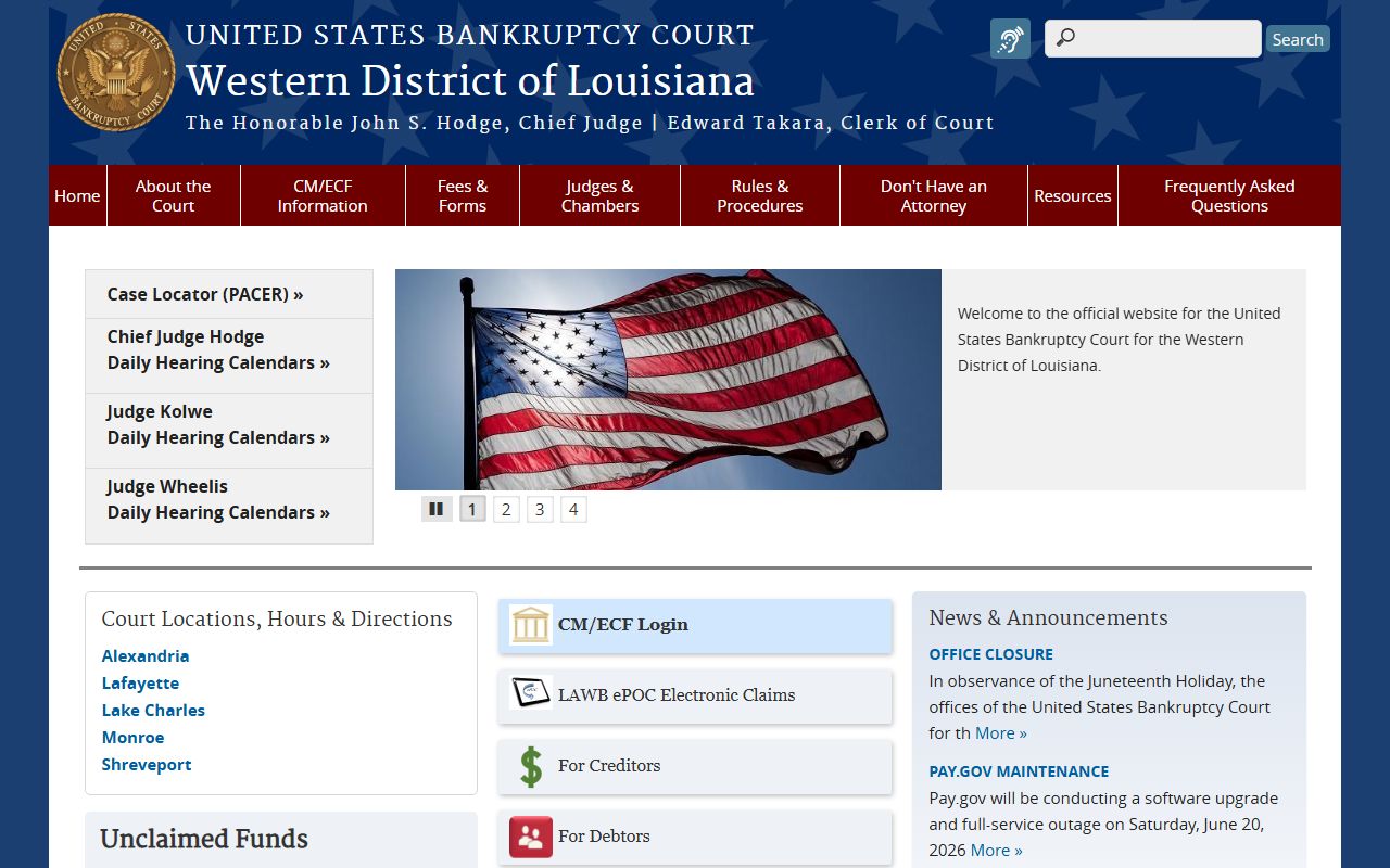 Madison Parish court dockets Western District Louisiana Bankruptcy Court