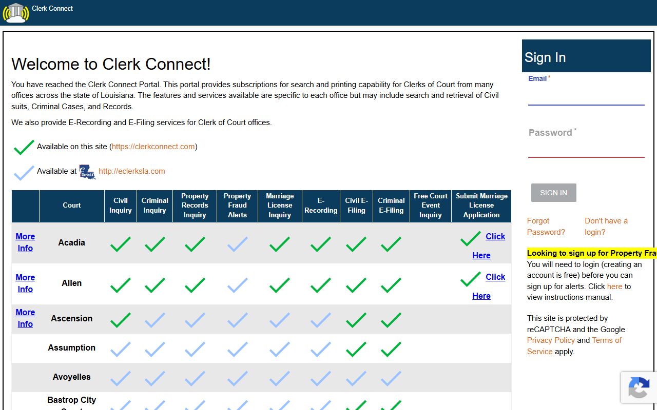 Madison Parish court records ClerkConnect login